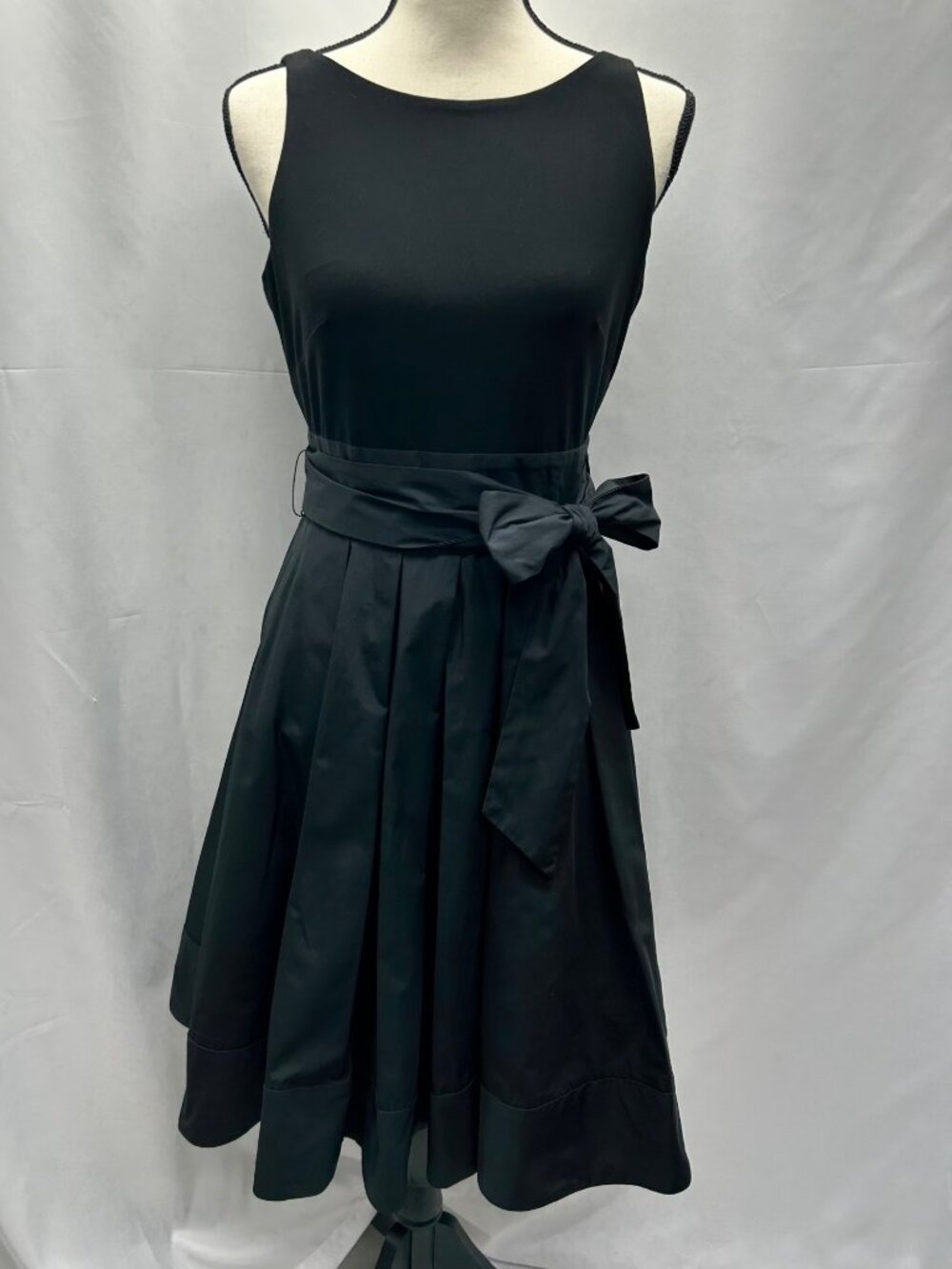 Lauren Ralph Lauren Black Sleeveless Fit & Flare Midi Dress With Bow Tie Waist &